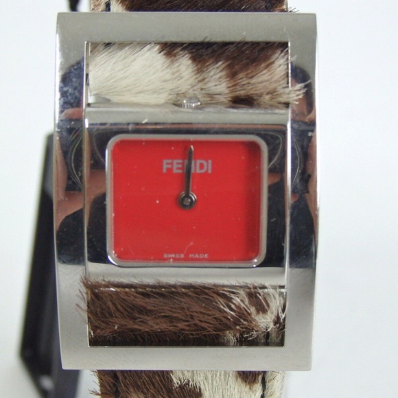 Very rare Fendi Red Ponyhair cow hair Watch Quartz - Picture 4 of 8